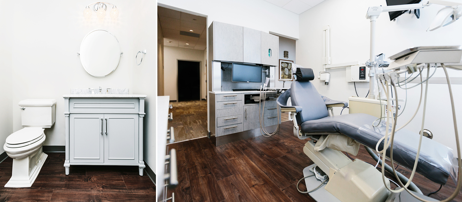 Cornerstone Dental Care bathroom facilities and treatment room