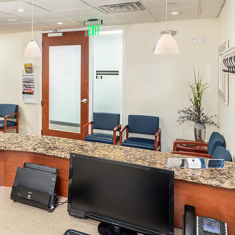 Lexington Prosthodontics front desk and waiting area