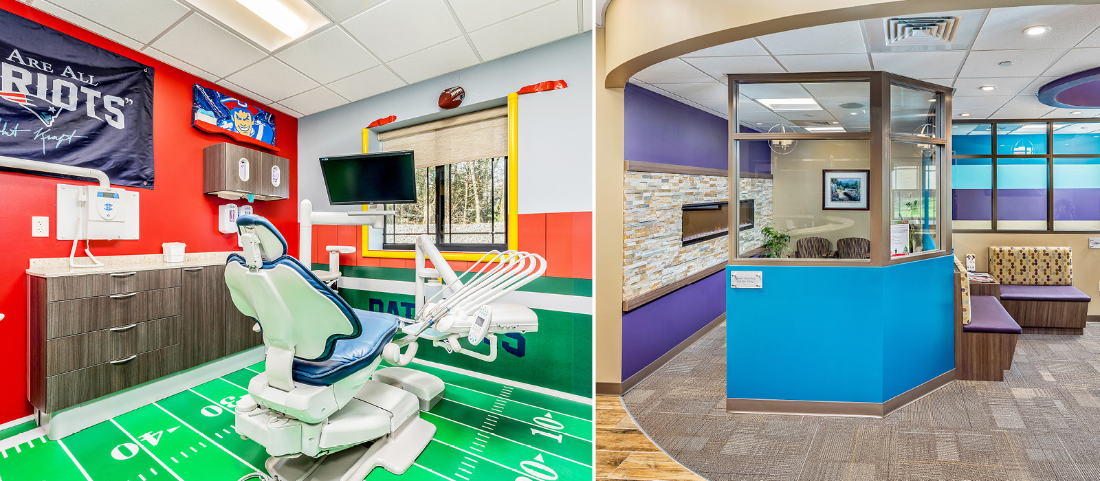 Theroux Dental football-themed treatment area