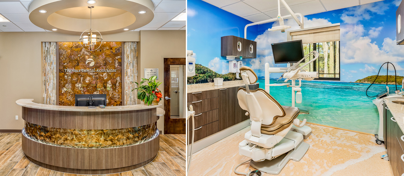 Theroux Dental beach-themed treatment area